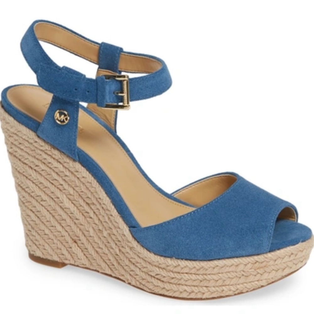 Michael Kors Blue Suede Wedge sandals. Very nice. Size 8.5
